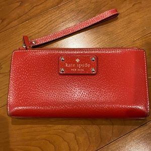 Kate Spade red leather wristlet